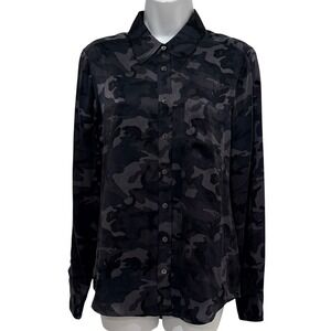 Equipment Femme Silk Black Camo Blouse S Button Luxury Minimalist Designer Top‎